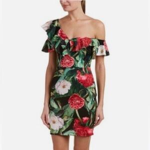 Alexia Admor Ruffle Floral Tropical Bodycon Dress Size 8 | Resort
